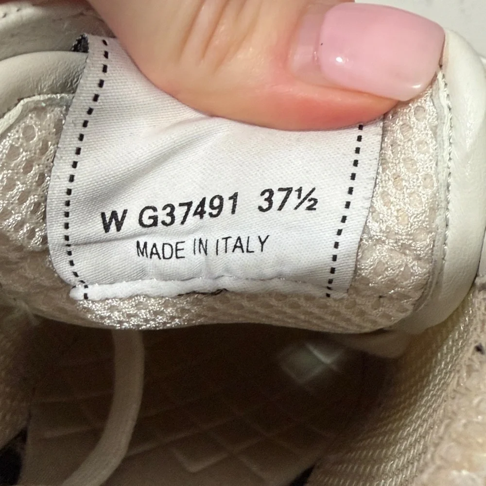 CHANEL Women's Cream and Black Sneakers Size 37.5